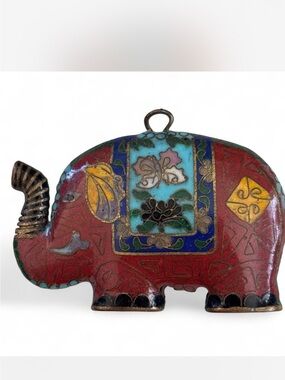Vintage Chinese Brass Enamel Pendant